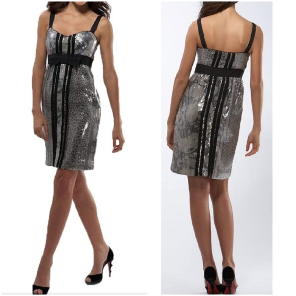 DIANE von FURSTENBERG Ariba Silver Sequin Dress size 0